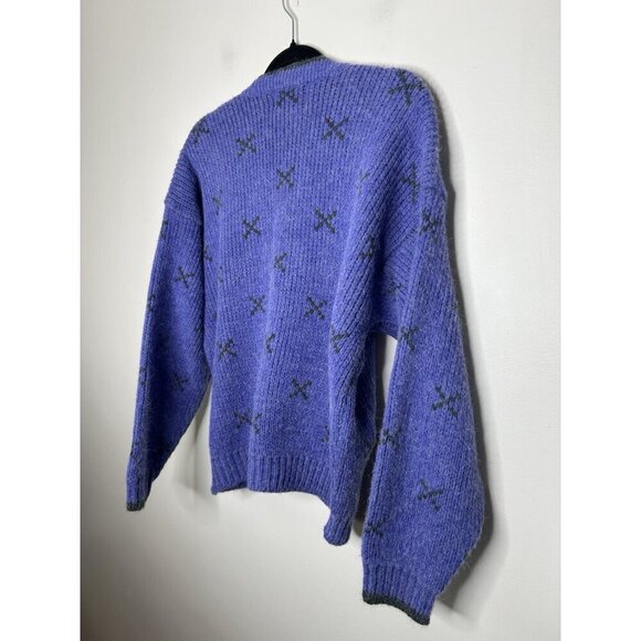 Paris Sport Club Universal Womens Buttons Purple Sweater Cardigan Vtg Size Large - Picture 8 of 9
